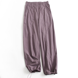 休闲裤 纯色松紧腰宽松遮肉显瘦收口裤 舒适女长裤 薄款 M775 脚灯笼裤