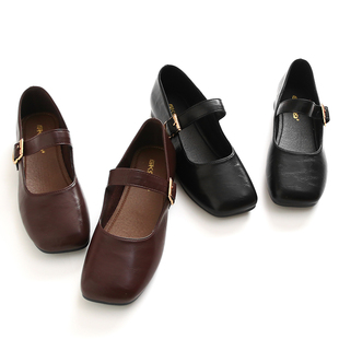 经典 芭蕾鞋 玛丽珍鞋 一字扣文艺风百搭粗跟单鞋 K102 女新款 复古时尚