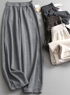 「亲肤温暖」绵羊毛混纺立体剪裁高腰显瘦松紧腰弯刀休闲裤女B528