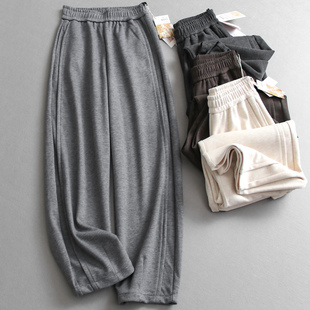 「亲肤温暖」绵羊毛混纺立体剪裁高腰显瘦松紧腰弯刀休闲裤 女B528