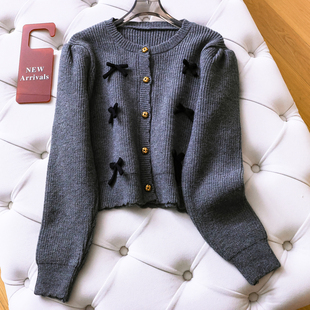 毛衫 女针织开衫 M771 高智感千金风蝴蝶结圆领毛衣长袖 温柔又贵气