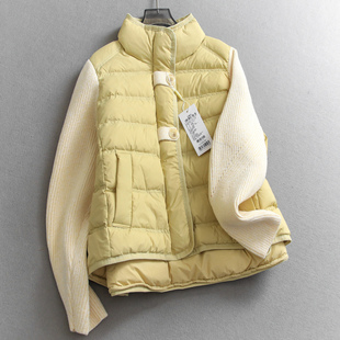 女外套Q171 新款 韩系针织拼接假两件立领轻薄保暖长袖 羽绒服25冬季