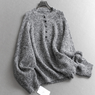 针织衫 氛围感灰杂色外穿宽松慵懒风毛衣2025冬季 女装 长袖 M262 新款