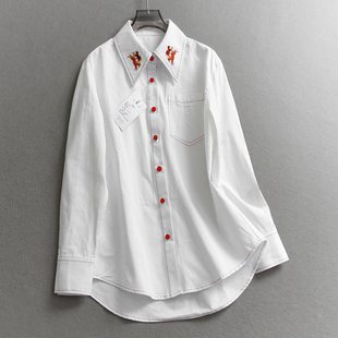 衬衫 马年立体刺绣立体剪裁宽松显瘦2026春季 百搭女装 长袖 W262 新款