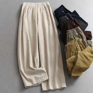 百搭休闲裤 纯色灯芯绒松紧腰宽松显瘦阔腿裤 2025秋季 新款 V634 女裤