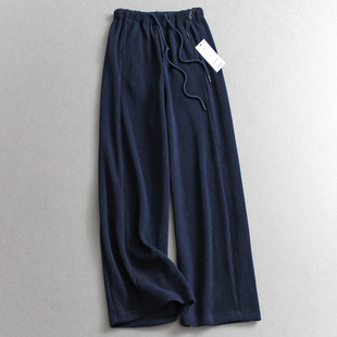 M054 女休闲裤 立体挺括透气亲肤抽绳松紧腰宽松直筒裤 灯芯绒阔腿裤
