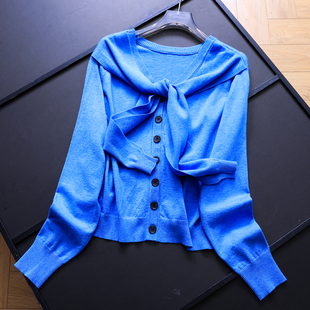 B353 百搭休闲毛衣女针织衫 「轻松切换风格 」系带披肩宽松显瘦长袖