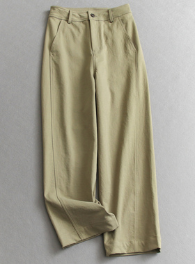 「不挑身材显腿长」纯色高腰宽松直筒裤复古百搭阔腿休闲裤女B354