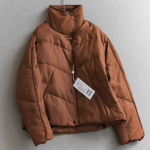 轻暖质感羊毛翻领纯色宽松显瘦面包服保暖外套长袖 羽绒服Q264 女装