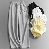 弯刀裤 2026春新款 阔腿卫裤 小马刺绣松紧腰宽松直筒裤 休闲裤 女W153