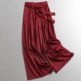 纯色宽松飘逸凉感显瘦高腰阔腿裤垂坠感通勤百搭休闲裤女长裤C229