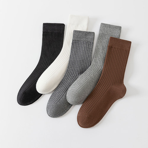 透气吸汗棉质吸汗抗菌中筒袜子