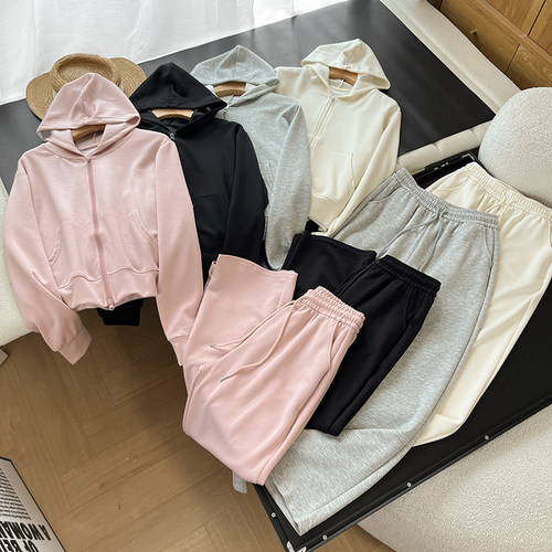 长袖卫衣一整套穿搭阔腿裤女套装