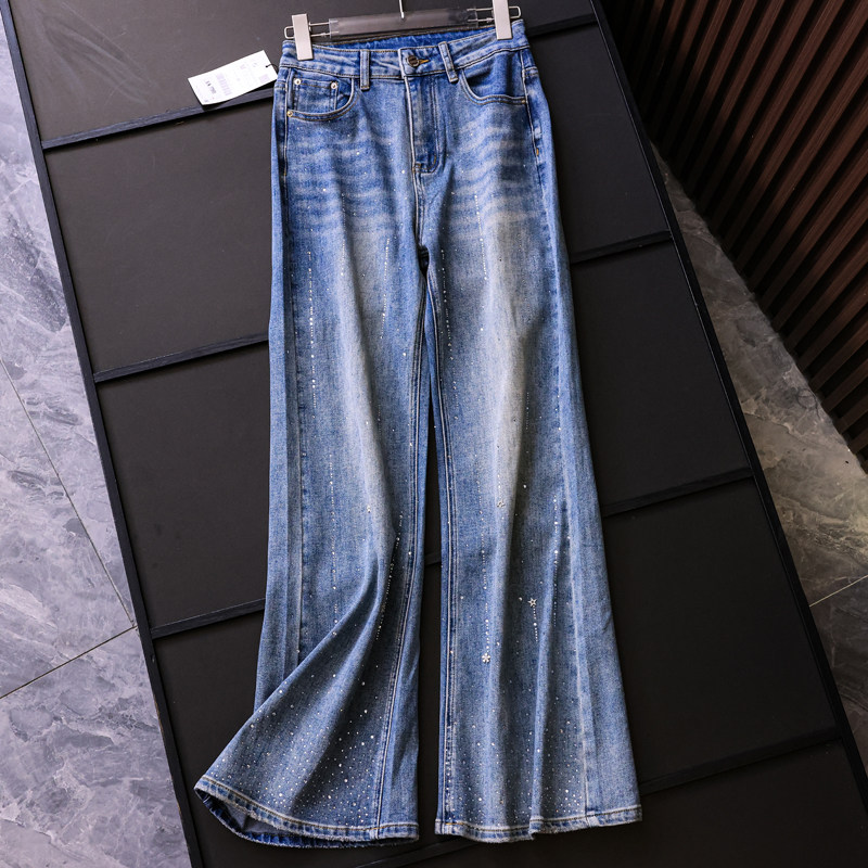 微喇裤宽松阔腿裤马蹄裤牛仔裤女