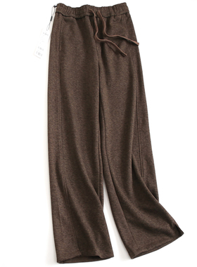 含绵羊毛加厚抽褶松紧腰显瘦藏肉宽松阔腿裤百搭直筒女休闲裤H422