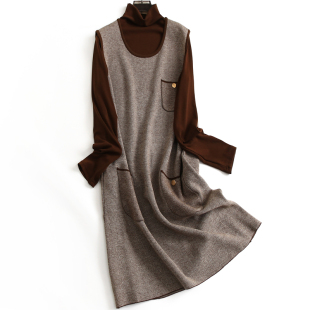 长袖 新款 针织女裙连衣裙J859 裙一整套穿搭高领2025春季 美拉德套装