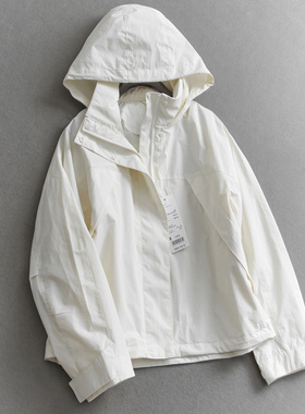 纯色防风立领连帽户外宽松显瘦夹克2026春季新款长袖女装外套W184