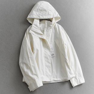 女装 长袖 外套W184 新款 纯色防风立领连帽户外宽松显瘦夹克2026春季