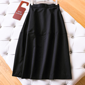 赫本风纯色半松紧腰显瘦小黑裙大摆裙伞裙中长款 女裙半身裙Q538