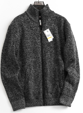 男装加绒加厚保暖立领拉链开衫外套秋冬新款长袖男针织衫毛衣B480