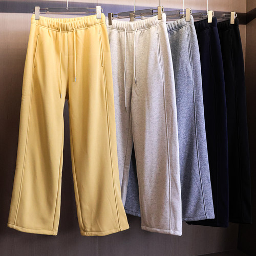 加绒加厚宽松直筒阔腿休闲裤女