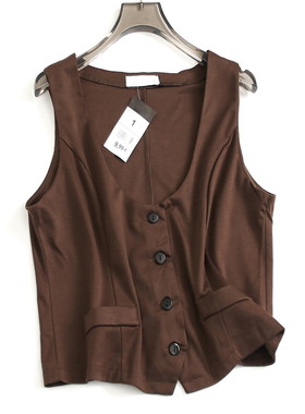 纯色显瘦纽扣开衫无袖短款坎肩背心外搭叠穿休闲女装马夹马甲M930