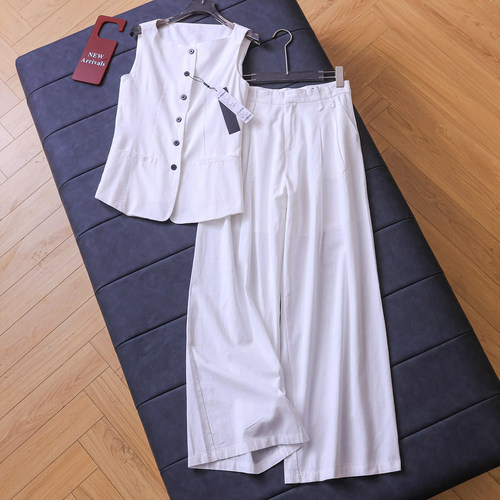 无袖背心一整套穿搭阔腿裤女套装