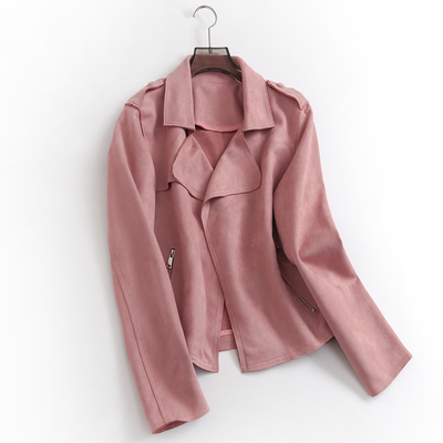 纯色百搭短款麂皮绒长袖女外套