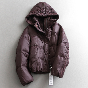 女羽绒服M337 长袖 纯色廓形保暖御寒立领防风连帽外套2025冬季 新款