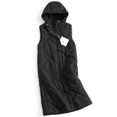 棉衣外套女装 纯色绗缝H型宽松显瘦过膝长款 连帽无袖 背心马夹H343