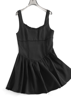 纯色显瘦修身芭蕾风短款收腰吊带裙2025春季新款背心裙连衣裙J742