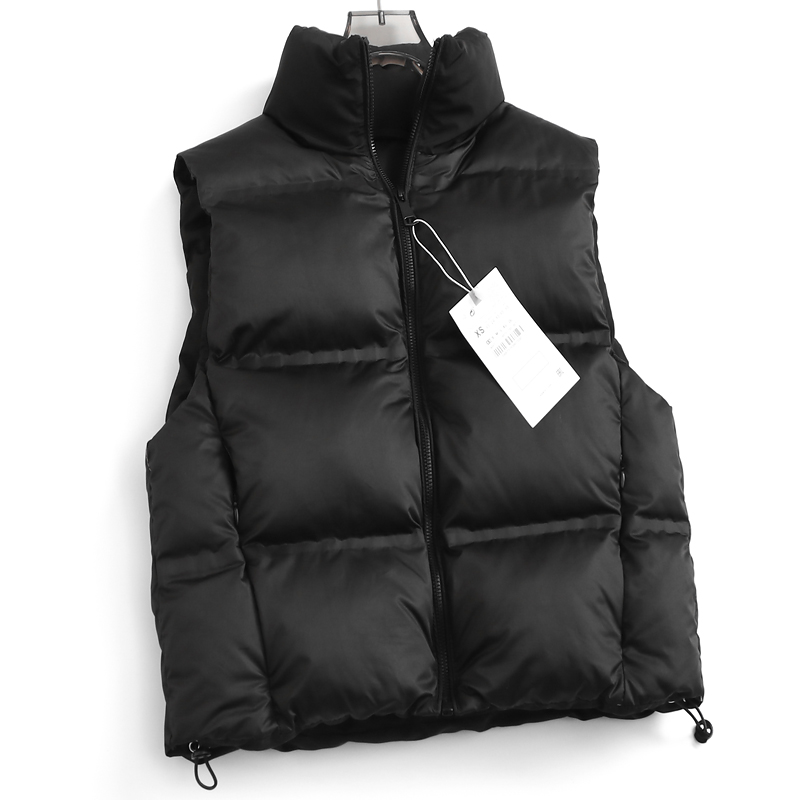 纯色立领拉链无袖保暖棉服女马夹