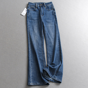 女牛仔裤 复古蓝色高腰显瘦马蹄裤 微喇裤 新款 V394 百搭通勤2025秋季