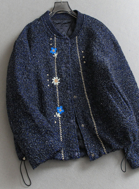 刺绣小花棒球领宽松夹棉加厚保暖2025冬季新款长袖减龄女外套Q407