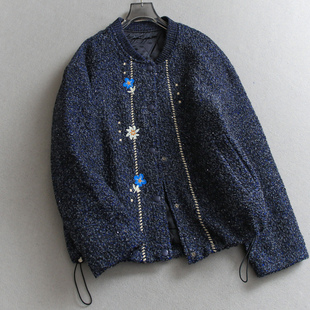 减龄女外套Q407 长袖 刺绣小花棒球领宽松夹棉加厚保暖2025冬季 新款