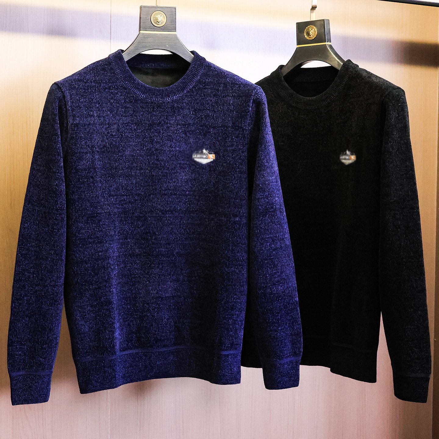 雪尼尔面料!一体绒加厚保暖圆领套头男士长袖针织衫休闲毛衣N992