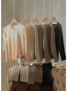 轻松一套过冬~无缝绵羊毛发热修身保暖套装女恒温保暖内衣M503