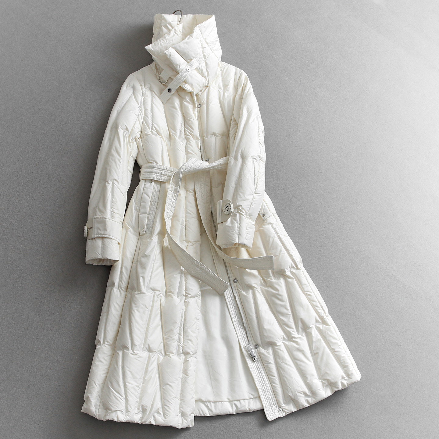 纯色双层高领压胶系腰带显瘦过膝长款保暖外套长袖女装羽绒服Q998,女装/女士精品,羽绒服,淘宝优惠券,粉丝福利购,淘宝优惠卷