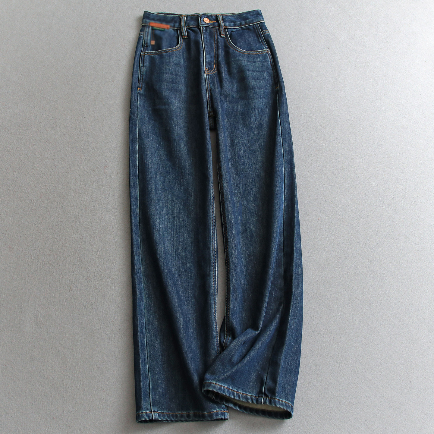 复古蓝磨毛薄绒高腰显瘦宽松窄版阔腿裤百搭直筒裤女裤牛仔裤W053,女装/女士精品,牛仔裤,淘宝优惠券,粉丝福利购,淘宝优惠卷