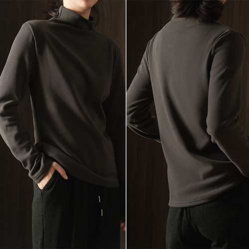 双面磨毛加厚天丝驼绒打底衫上衣