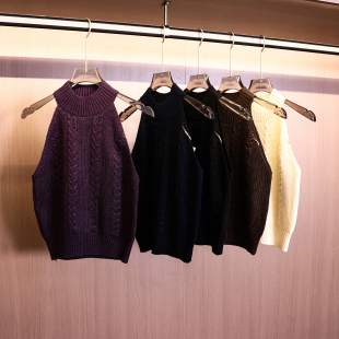 性感挂脖短款 女装 针织吊带背心2025秋季 无袖 上衣V745 新款 纯色修身