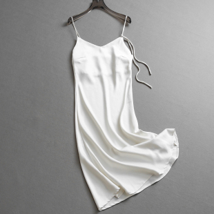 纯色修身 内搭吊带裙通勤百搭单穿女裙连衣裙L802 垂坠缎面V领无袖