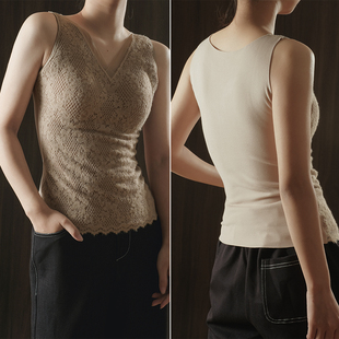 作弊保暖神器 优可绒全花边舒适保暖背心秋冬蕾丝打底吊带Q025