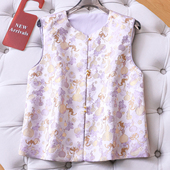 新款 坎肩外套2026春季 通勤背心女马夹W383 国风无袖 葫芦提花新中式