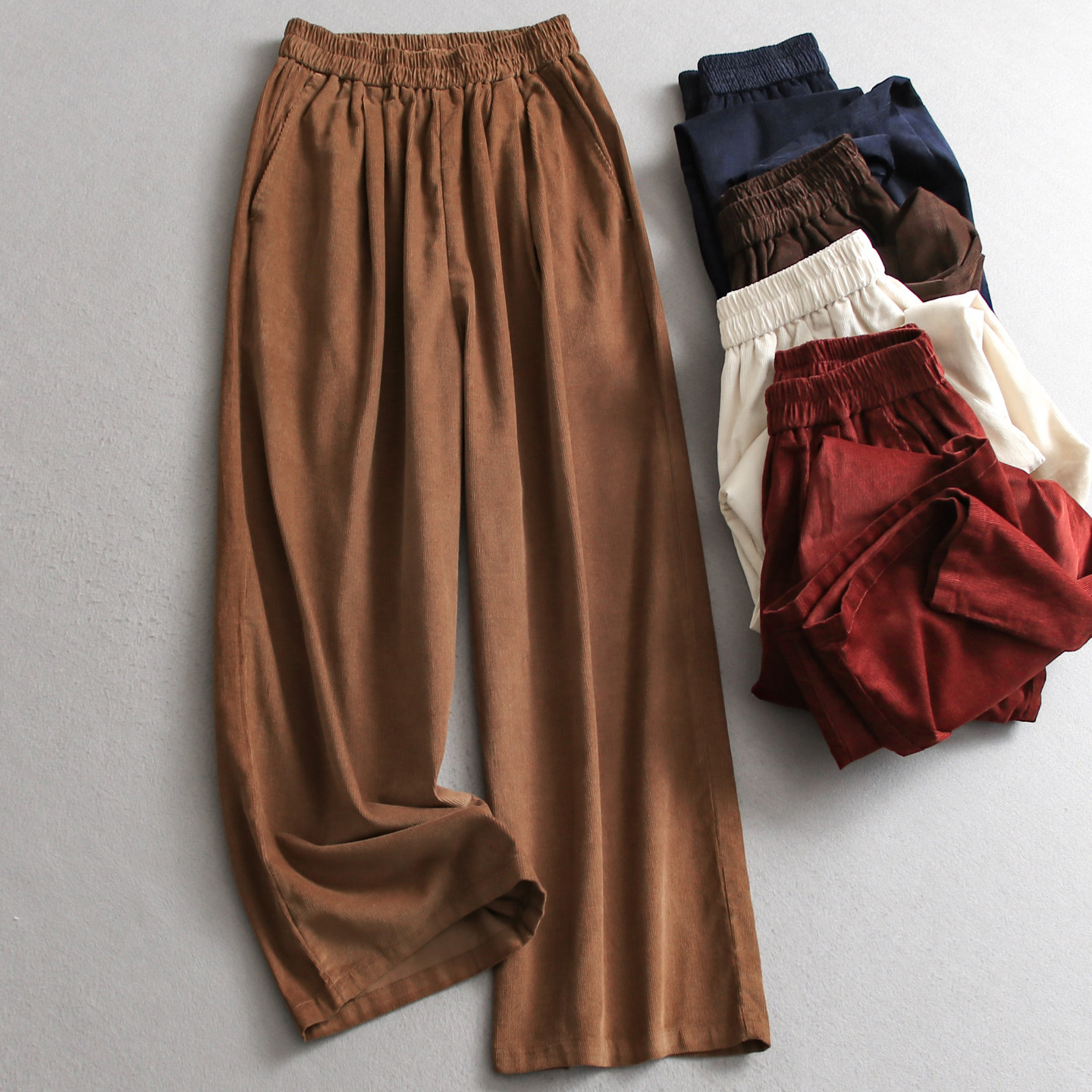 纯色松紧腰显瘦高腰宽松直筒裤山本裤灯芯绒阔腿裤女裤休闲裤V905,女装/女士精品,休闲裤,淘宝优惠券,粉丝福利购,淘宝优惠卷