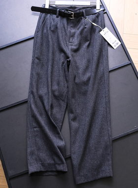 「带腰带」纯色高腰显瘦宽松直筒裤通勤百搭阔腿裤女裤休闲裤B928