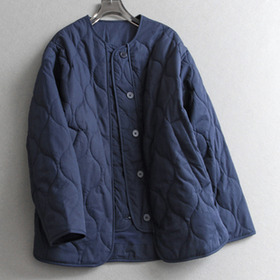 女棉衣棉服Q573 长袖 纯色绗缝宽松显瘦圆领休闲保暖外套25冬季 新款