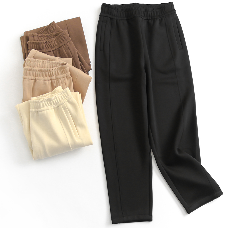 纯色西装哈伦裤松紧腰遮肉高腰显瘦镰刀裤小脚裤女长裤休闲裤F046