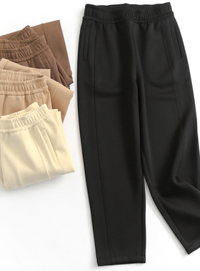 纯色西装哈伦裤松紧腰遮肉高腰显瘦镰刀裤小脚裤女长裤休闲裤F046