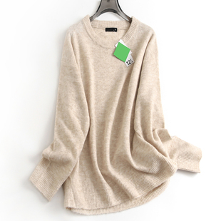 含羊毛柔软亲肤舒适宽松慵懒显瘦圆领长袖 通勤女毛衣J381 针织线衫